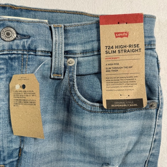 Levis Jeans Womens 29 Blue 724 High Rise Straight Stretch NWT - Picture 7 of 16